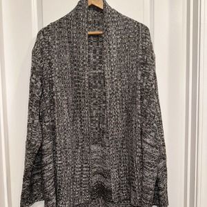 Jason Maxwell Womens Sweater Plus 3X Long Sleeve Knit Open Front Cardigan Gray